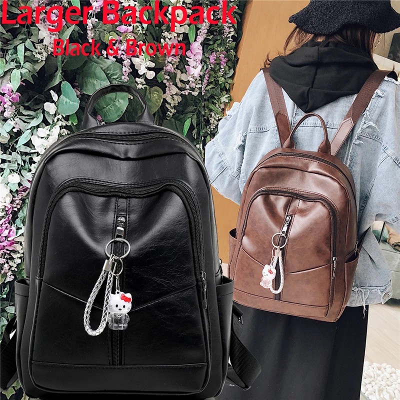 

Women’s Vintage Genuine Leather Solid Backpack Anti-Theft Large School Travel Bag