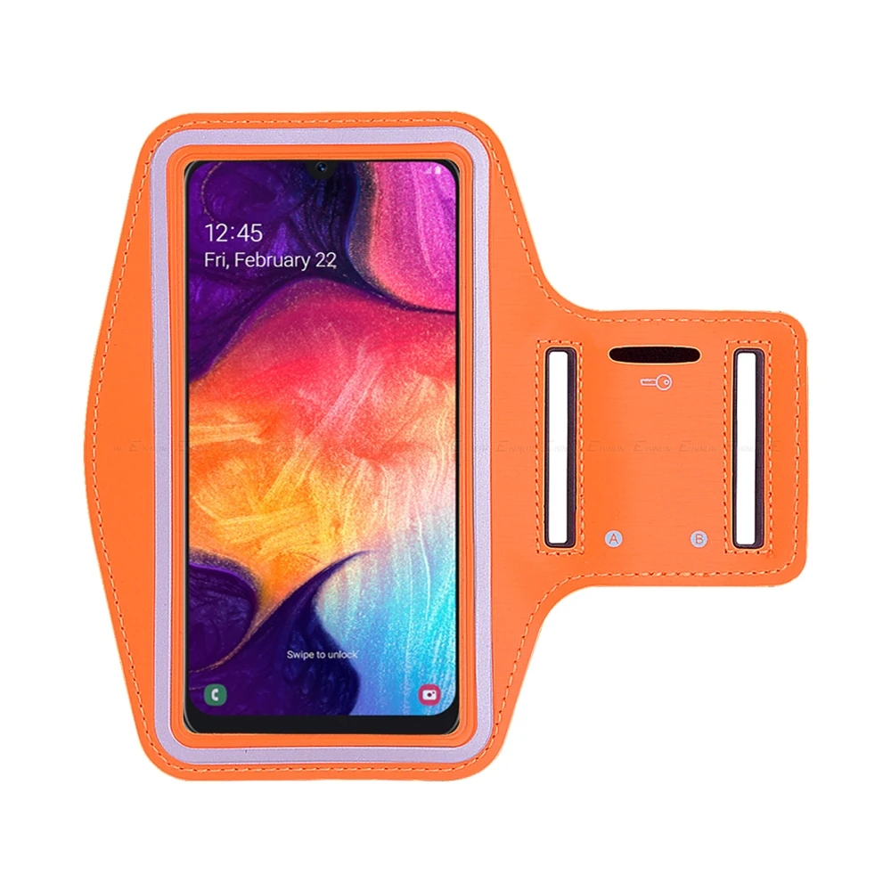 Чехол на повязке на руку для пробежек чехол для samsung Galaxy M10 M20 M30 M40 A10 A10s A20 A30 A40 A50 A50s A70 A70s A90 5G Спорт Бег Чехол Для Телефона - Цвет: Оранжевый
