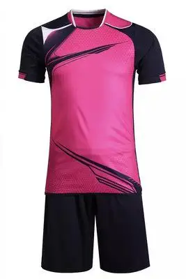 Новинка, заказной футбольный Джерси с коротким рукавом, Быстросохнущий футбольный спортивный костюм, трикотажный комплект, тренировочная форма, Futbol, Джерси, четыре цвета - Цвет: Pink