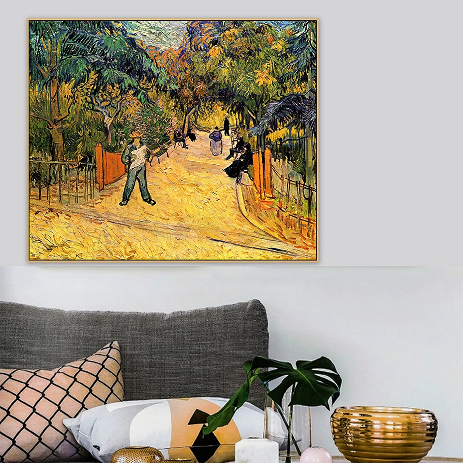 

Van Gogh Famous Master Artist Entrance to the Public Park in Arles Canvas Painting Poster Print Living Room Wall Art Home Decor