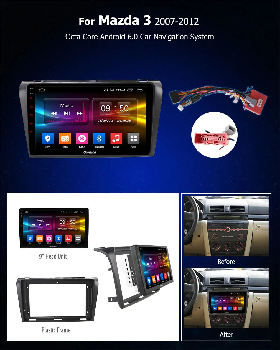 Excellent Ownice Octa 8 CORE DSP 360 Panorama Android 9.0 Car DVD GPS Player For Mazda 3 2007 - 2012 k3 k5 k6 Navigation 4G LTE Optical 1
