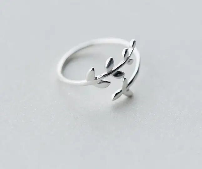 

(So Thin) Lady's Real. 925 Sterling Silver Branch Olive of Leaf RING Adjustable J1225