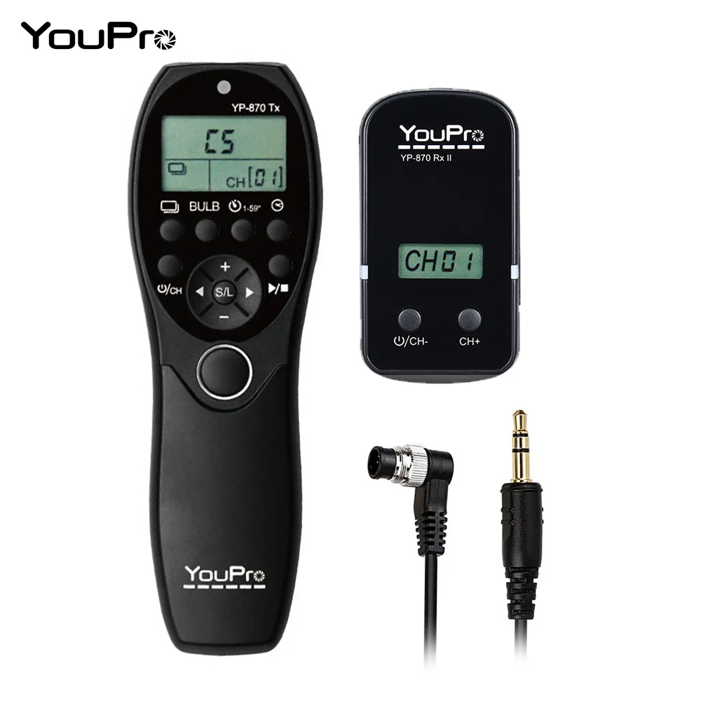 

YouPro YP-870 DC0 for Nikon D5 D4S D4 D3S D3 Remote Control LCD Timer Shutter Release Transmitter Receiver for Fujifilm Camera