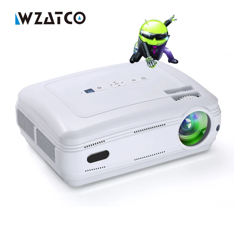 

New Android 6.0 Wifi Smart 1080p 3D Led TV Projector 5000lumens LCD Projektor Beamer 1280*800 home cinema theater CT60 WZATCO