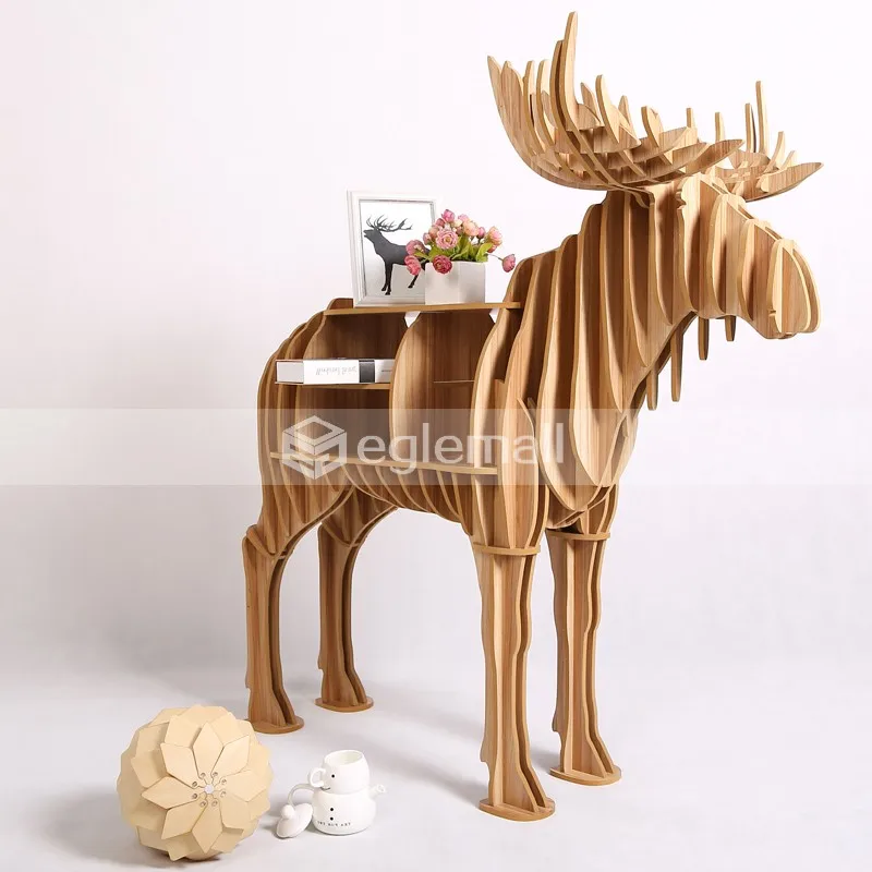 Stag animal furniture DIY creative wood crafts table animal bookshelf
