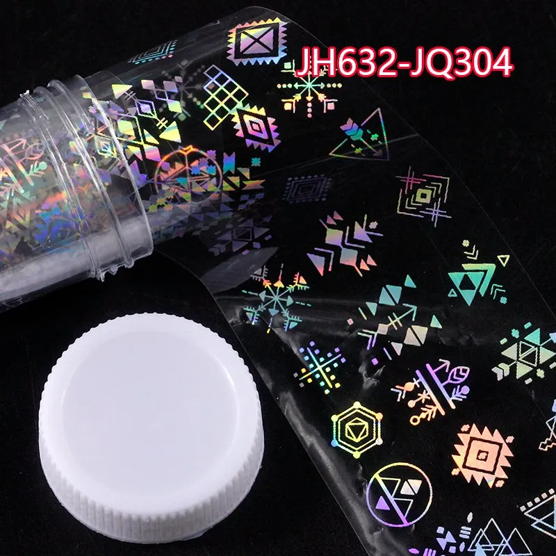 632 Blueness 1Roll Colorful Holographic Laser Flowers Different Design Nails Foil Sticker Manicure Nail Art Decorations Decals DIY - Цвет: 632