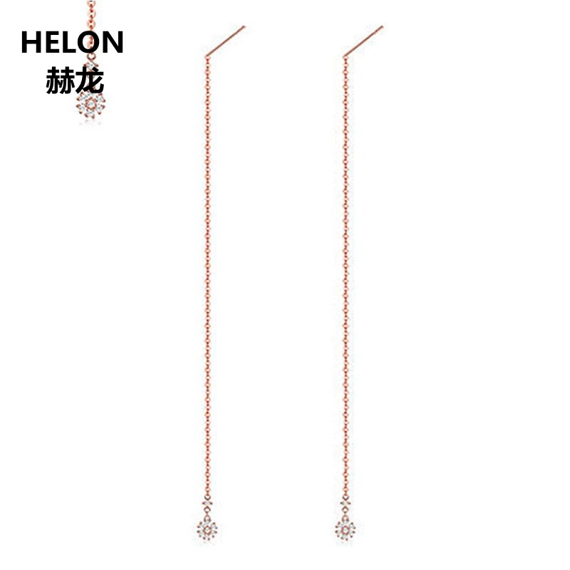 

Solid 18k Rose Gold Natural Diamonds Drop Earrings Engagement Wedding Anniversary Women Earrings Fine Jewelry