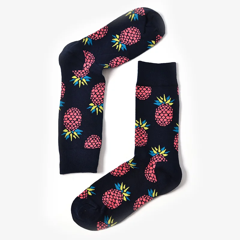 Happy Socks ананас вишня Mango носки Для женщин Для мужчин фрукты жаккард унисекс экипажа смешные носки Для женщин Для мужчин носки Calcetines размеры