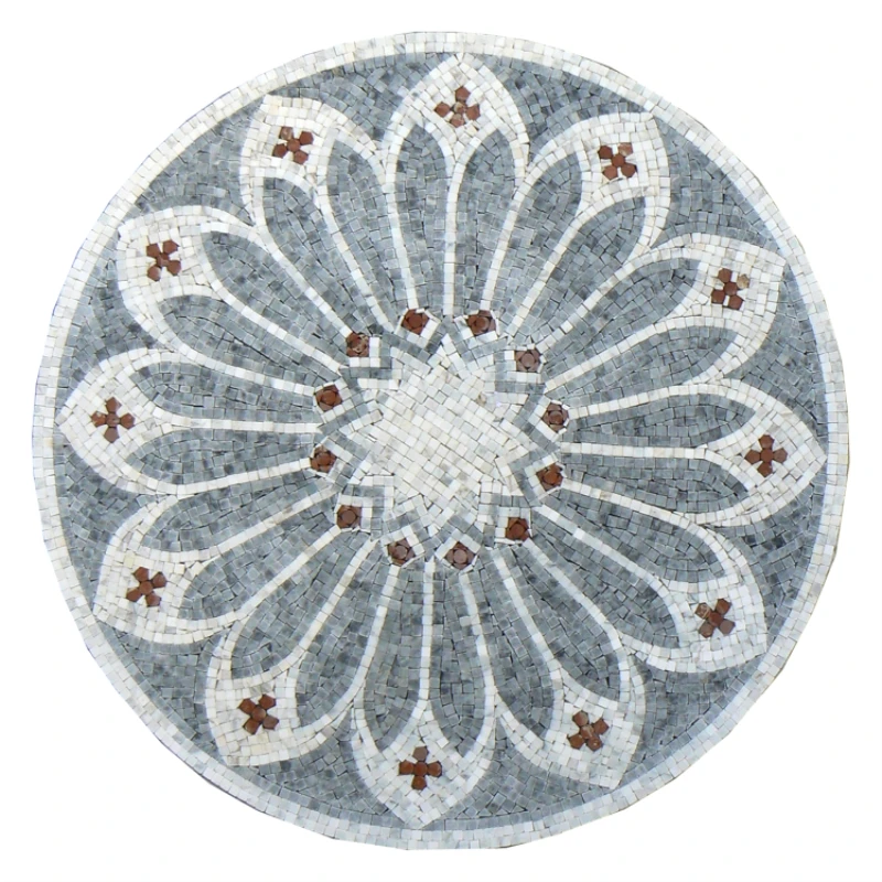 

80 cm Diameter Grey White Red Marble Stone Mural Mosaic Tile ,Medallion Floor Ceiling Luxury Decoration