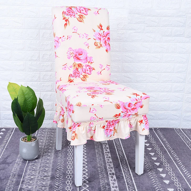 

Flower Printing Removable Chair Cover Stretch Elastic Slipcovers Restaurant For Weddings Banquet Folding Hotel Chair Covering