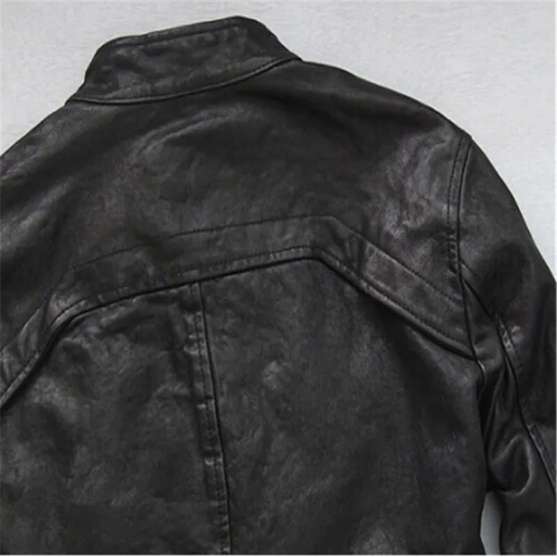 Men Winter Genuine Leather Jackets Men Coats Genuine Sheepskin Brand Black Male Motorcycle Leather Jacket