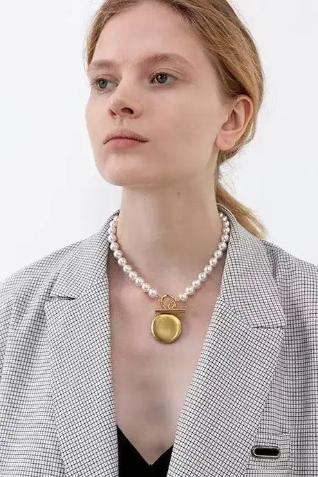 Барокко белый жемчуг с бисером золото фото круглый медальон подвеска свитер цепи ожерелье Модные ювелирные изделия Colar boho для женщин девушка подарок
