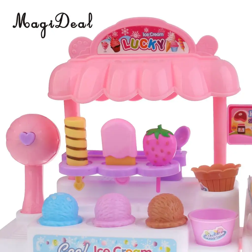 MagiDeal Top Sale 1Set Simulation Ice Cream Store Cash Register for Kids Children Girls Pretend Play Toy Birthday Gift