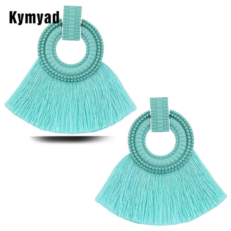 

Kymyad Fashion Boho Earrings For Women Temperament Stud Tassel Earrings Circle Pendant Statement Jewelry Gift Ear Accessories