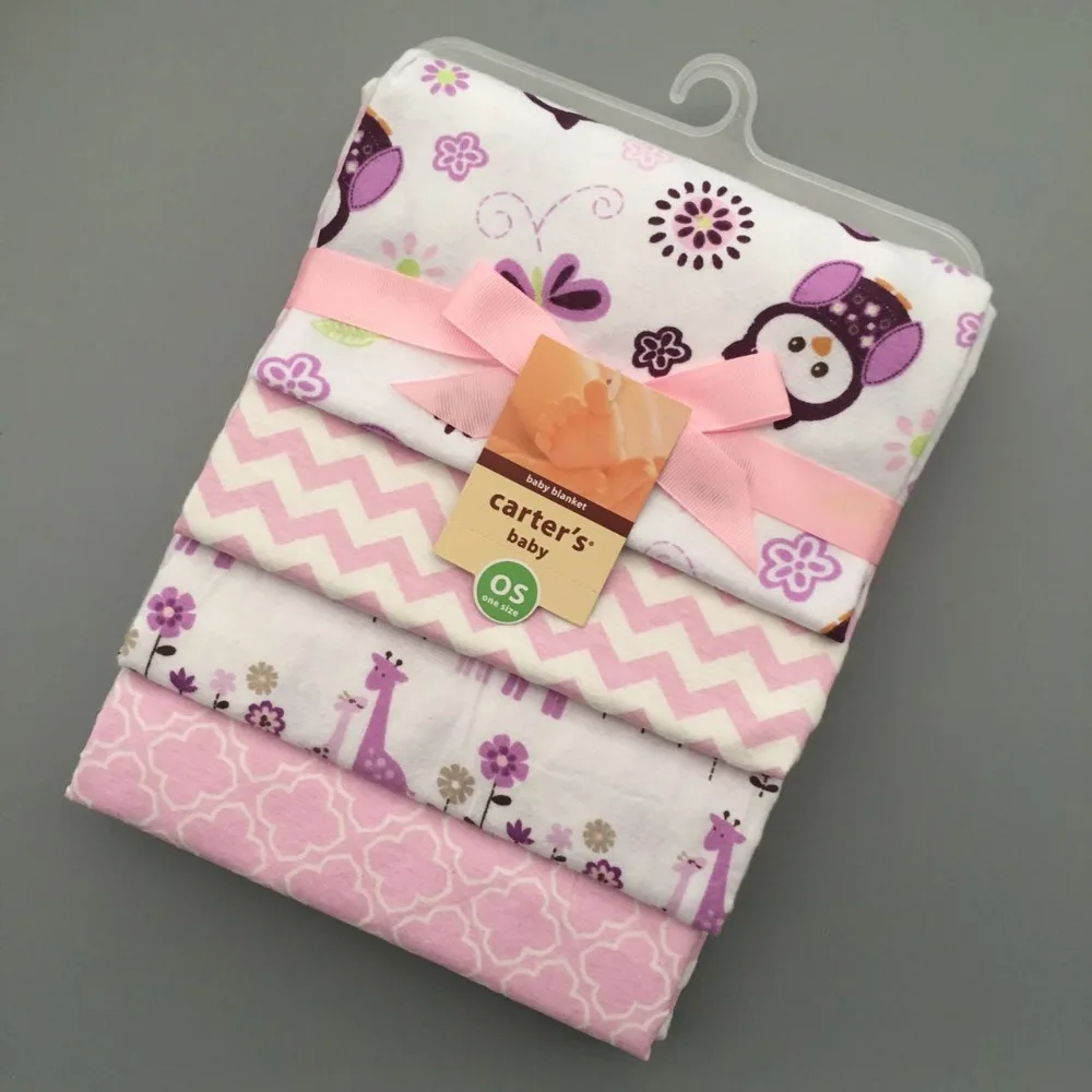 2017 100cotton flannel baby blanket 4pcs/pack receiving newborn