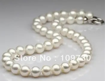 

Jewelry 00925 Perfect 18" AAA + 10-11mm South Sea white pearl necklace free earring