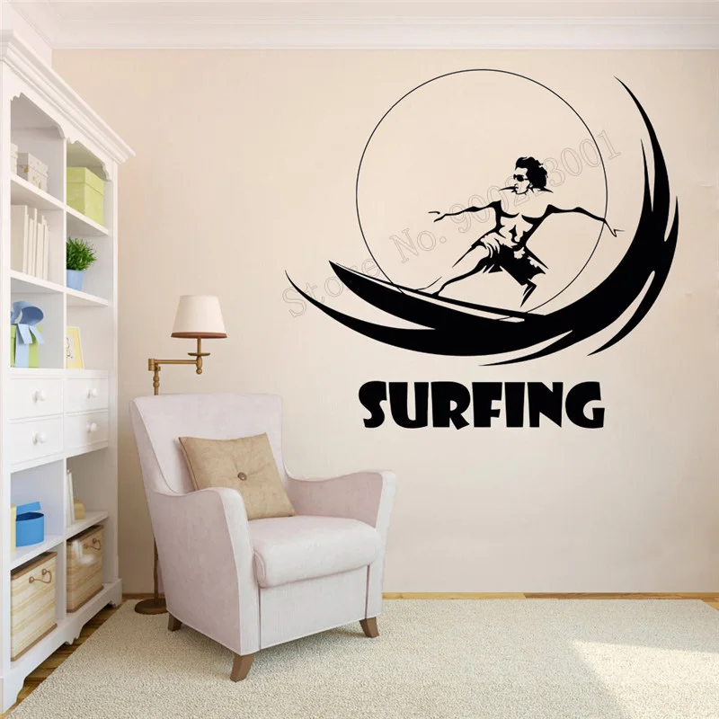 

Wall Art Sticker Modern Lifestyle Room Decor Surfing Marine Sports Beach Sports Decoration Fashion Poster Beauty Ornament LY437