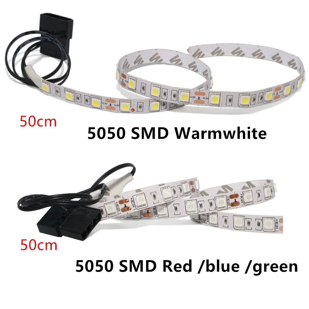 PC حالة led أضواء SATA امدادات الطاقة ل وحدة معالجة خارجية للحاسوب 5050 SMD مرنة LED قطاع 12 V DC خلفية PC RGB LED قطاع ضوء
