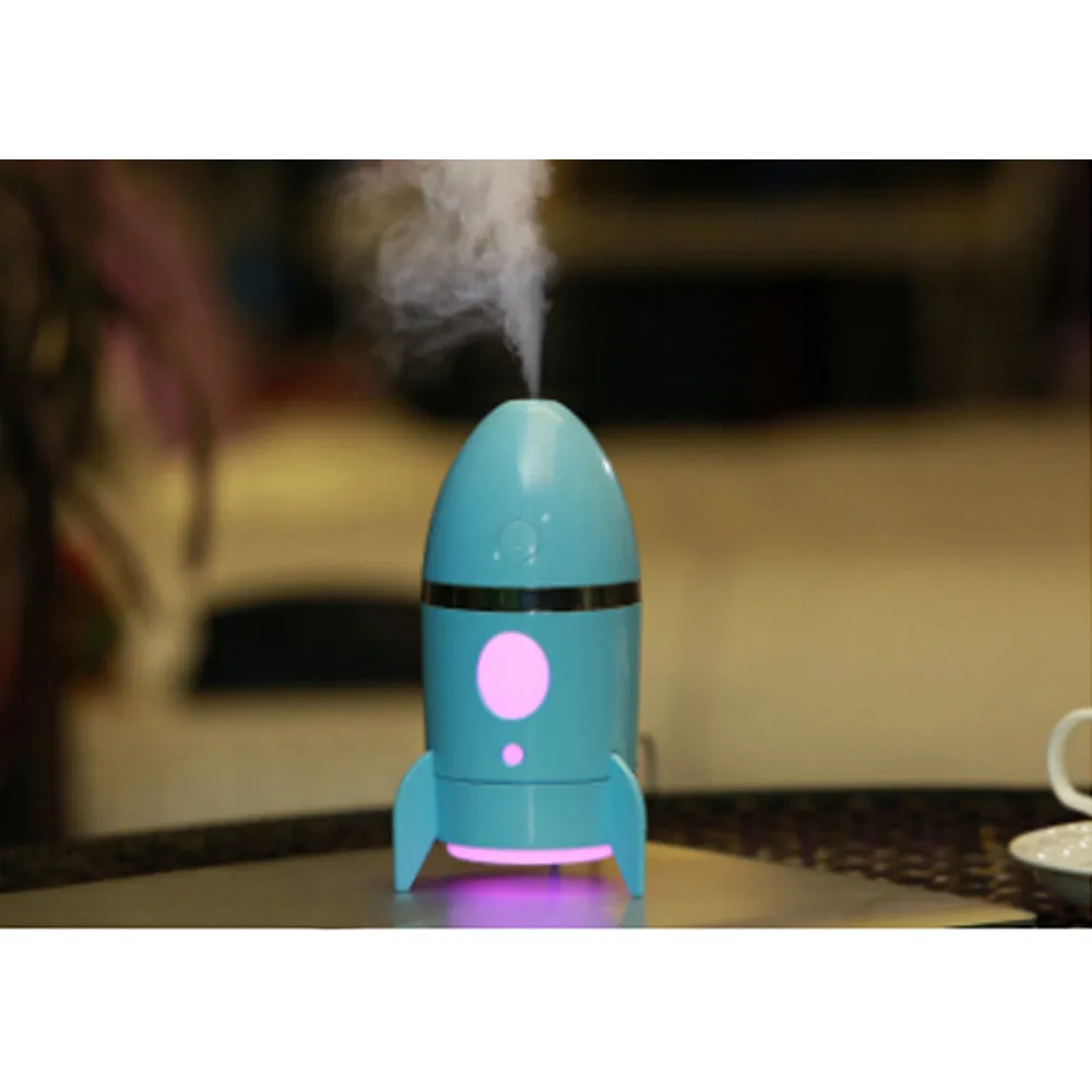 

ISHOWTIENDA 135ml mini compact rocket shape humidifier USB ultrasonic air purifier LED incense diffuser bedroom office#35