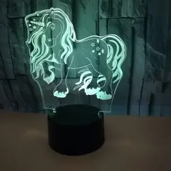 3D иллюсветодио дный Зия светодиодный ночник 7 цветов светильник Единорог стол новинки товары Рождественские огни с сенсорной кнопкой