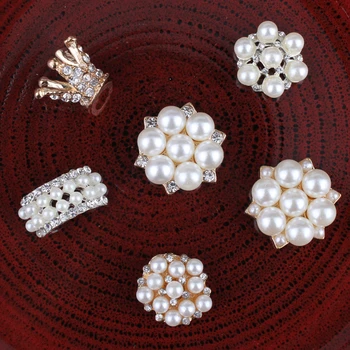 

30PCS Vintage Handmade Flower Rhinestone Buttons Bling Flatback Crystal Pearl Decorative Buttons Flower Center Craft Supplies