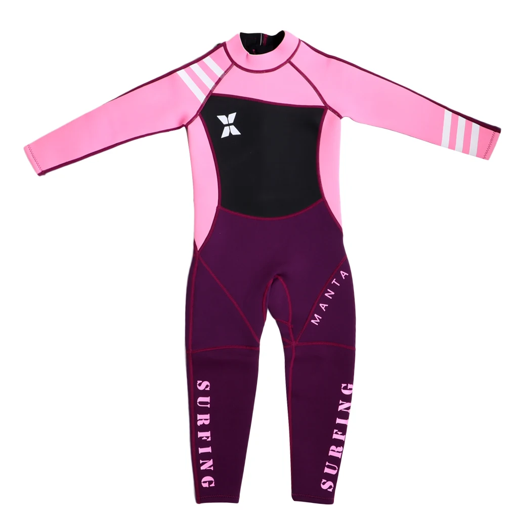 2.5mm Neoprene Surf Sports Swimming Wetsuit Full Body Swimwear UV Protection SPF 50+ for Girl Kids 3 Colors