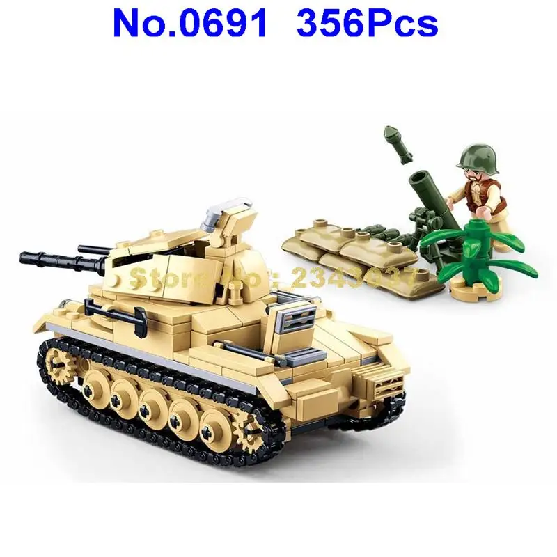 Sluban 356 шт военные мировые войны 2 ww2 panzer Танк строительные блоки игрушка|Блочные