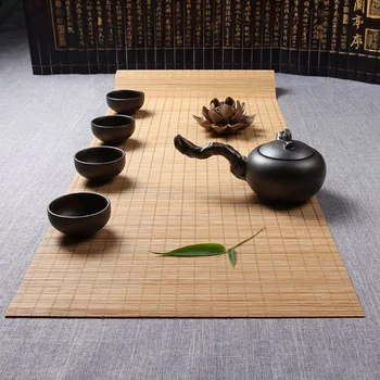 

yazi Cheap Japanese Bamboo Table Runner Placemats Tea Mats Pad Ceiling Decor Divider Curtain Home Cafe Restaurant Decoration