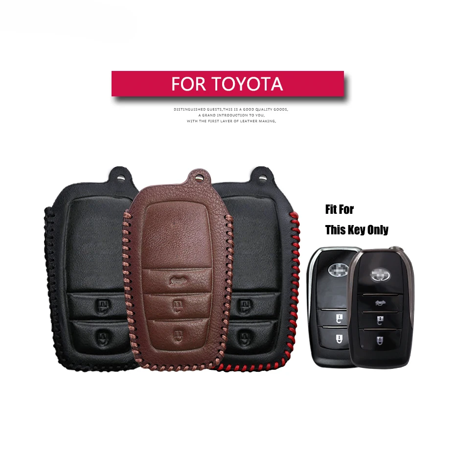 

Leather Car Key Case Cover For Toyota Hilux Fortuner Land Cruiser Camry Protection Key Shell Skin Bag Only Case