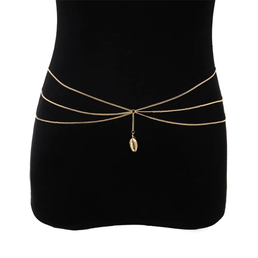 

Vintage Shell Dangle Waist Belt Chain for Women Simple Multilayer Metal Tassel Bikini Belly Chain Beach Body Jewelry 2019