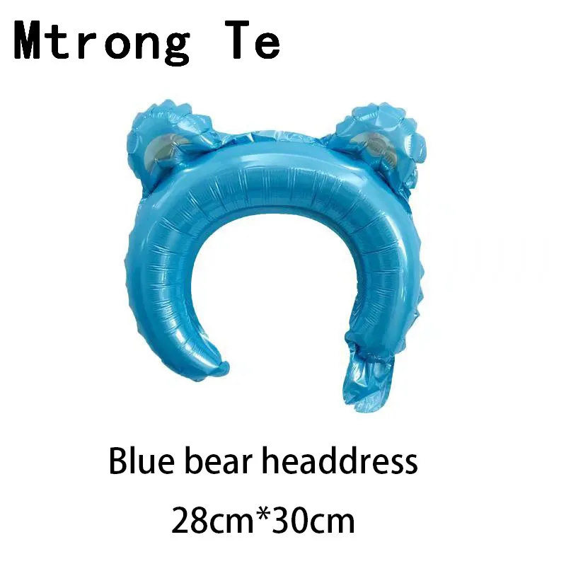 50 шт. Милая повязка на голову Микки Минни Фольга Воздушный шар Медведь Свинья розовый воздушный шар в форме животного день рождения Детская игрушка украшение - Цвет: Blue bear headdress