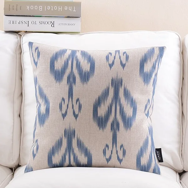 Льняная наволочка для подушки, домашняя декоративная наволочка Ikat Blue RedOrange Zigzag Dots подушка с абстрактным геометрическим узором Чехол 45 см* 45 см