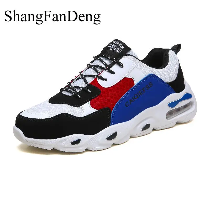 

Spring Summer Breathable Male Zapatos New Fashion Sneakers High Quality Air Cushion Casual Shoes Blue Red White Men Shoes