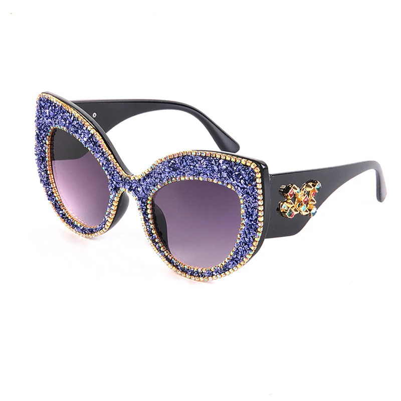 Fashion Brand Cat Eye Luxury Sunglasses Woman Shades Mirror Female Rhinestone Sun Glasses For Female Coating Gafas UV400