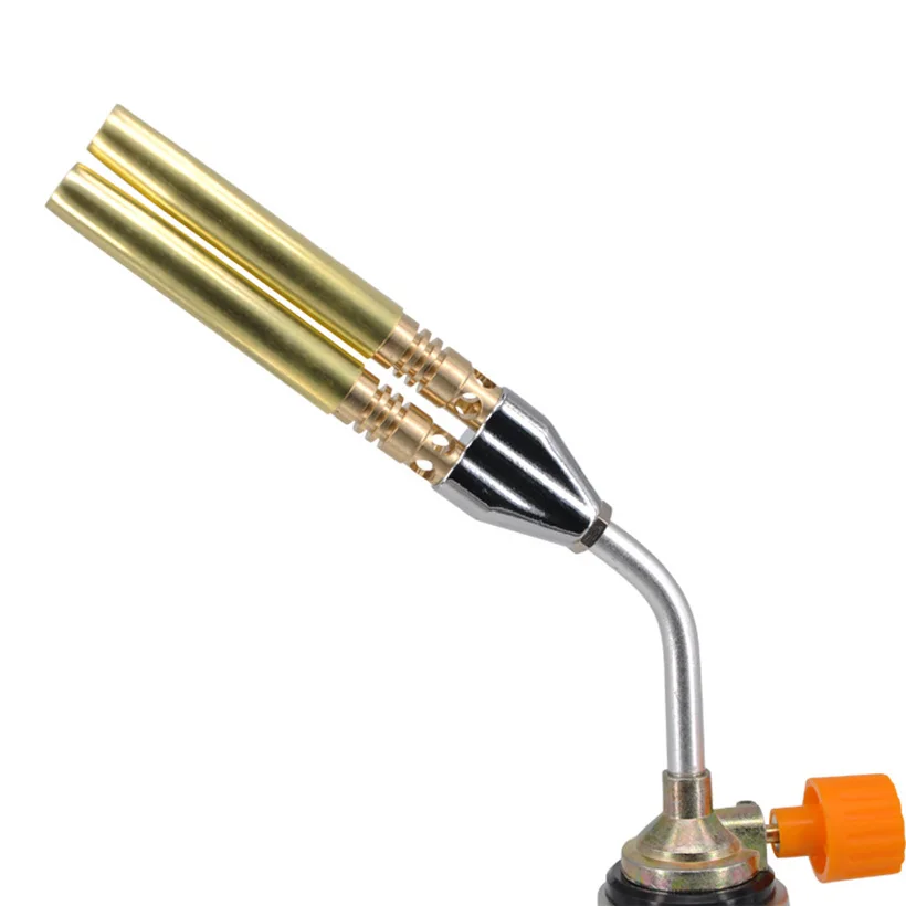 

Manual BBQ Blowtorch Cooking Soldering Butane Gas Torch Flame Full Copper Double Tube Ignition High Temperature Spray Gun