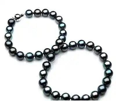 

FREE SHIPPING HOT sell new Style >>>> 10-11mm genuine tahitian south seas black green pearl necklace 17inch