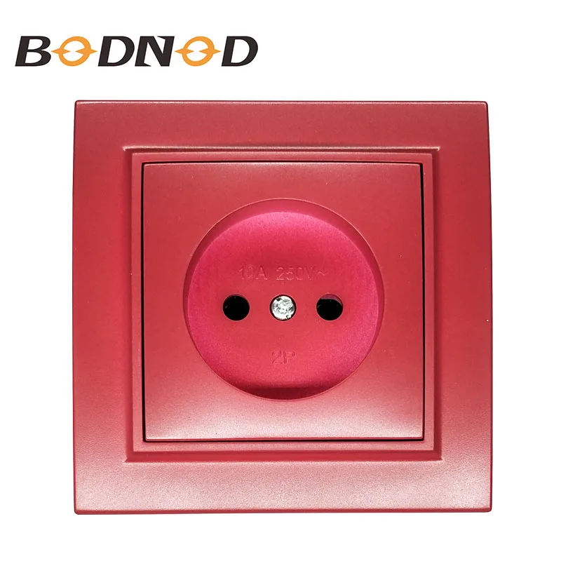 

Wall Socket without earth Free shipping Hot European standard wall adapter connector output Rose red color 16A 250V EP-07