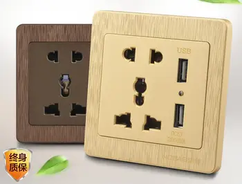 

1pcs High quality 5-hole socket with dual USB two-three plug Multifunctional 5 five-hole USB switch socket panel