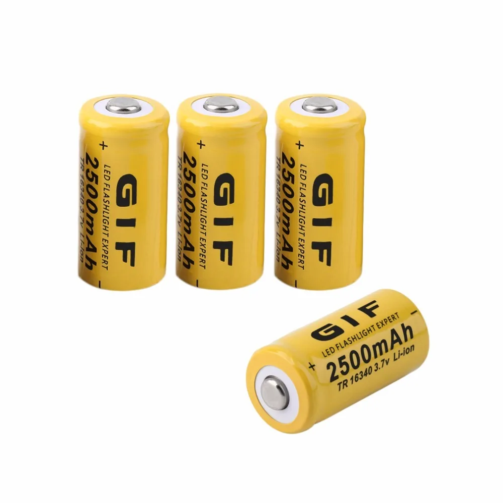 

4pcs AA 3.7V 16340 2500mAh Low Reoccurring Operation Cist Rechargeable Li-ion LED Battery Safe For Flashlight