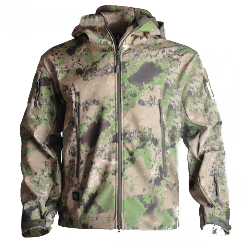 Горячая Распродажа, тактическая мужская куртка из мягкой кожи акулы, водонепроницаемая ветровка с капюшоном, армейская куртка, 12 цветов