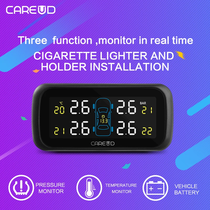 CAREUD U903 автомобильная беспроводная TPMS система контроля давления в шинах с 4