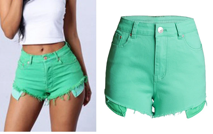 Summer solid color wide leg shorts female Europe and the United States slim high waist candy color pants (4)