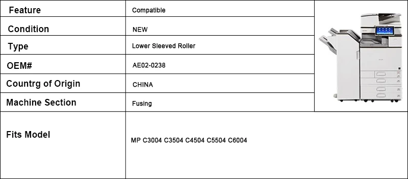 12 ricoh mp c3004 c3504 pressure roller