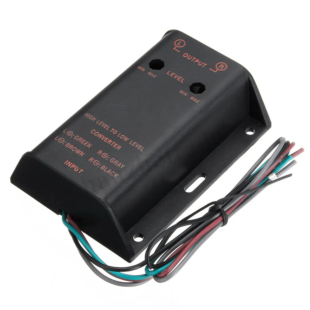 

2 RCA Speaker High to Low Level Line Output Amplifier Converter Adapter Cable