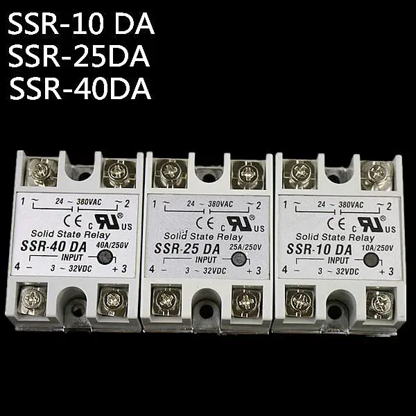 

solid state relay SSR-10DA SSR-25DA SSR-40DA 10A 25A 40A actually 3-32V DC TO 24-380V AC SSR 10DA 25DA 40DA