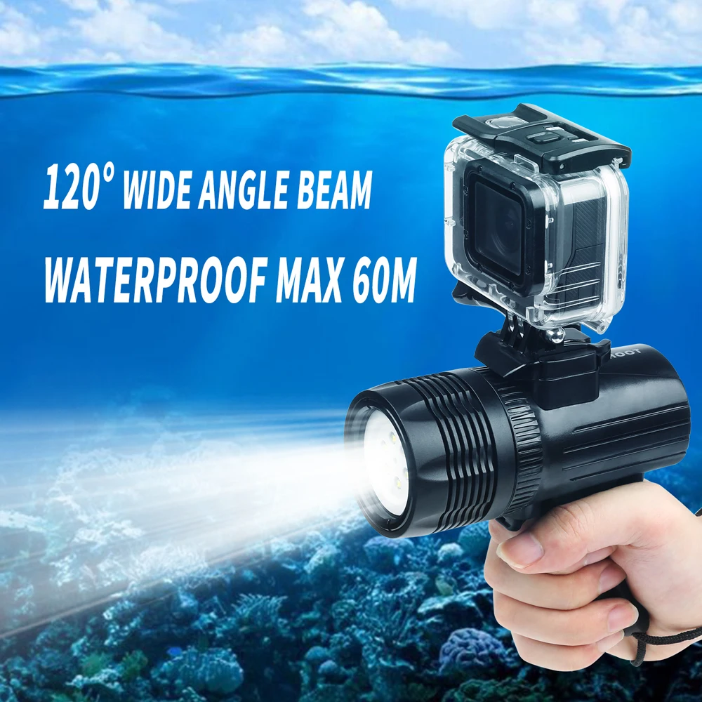 SHOOT 1500LM подводный дайвинг вспышка светильник фонарь светильник для GoPro Hero 8 7 5 черный Xiaomi Yi Mija 4k Sjcam аксессуары для экшн-камеры