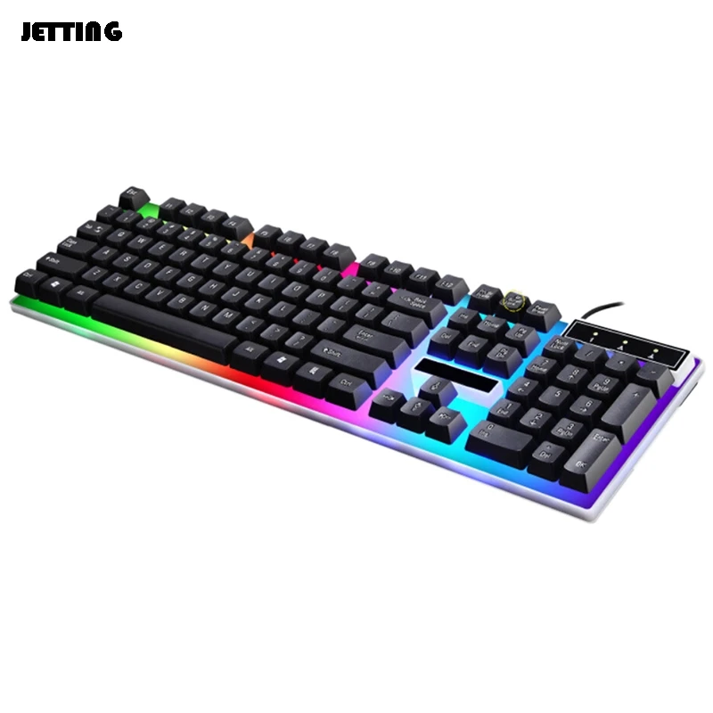Colorful Crack LED Illuminated Backlit USB Wired PC Rainbow Gaming Keyboard USA
