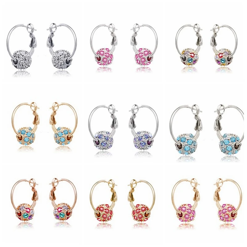 

MISANANRYNE 2019 Fashion Austrian Crystal Ball Gold/Silver Earrings High Quality Earrings For Woman Party Wedding Jewelry