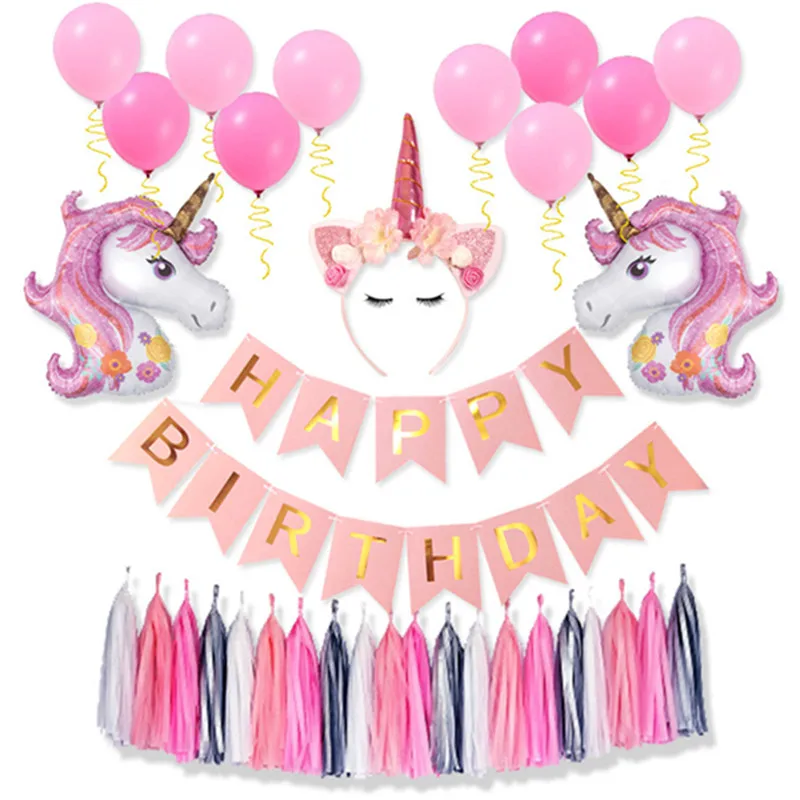 

Unicorn Party balloons 15pcs package Foil Balloon kids boy and girl Birthday party home Decoration Air Balloons party Supplies