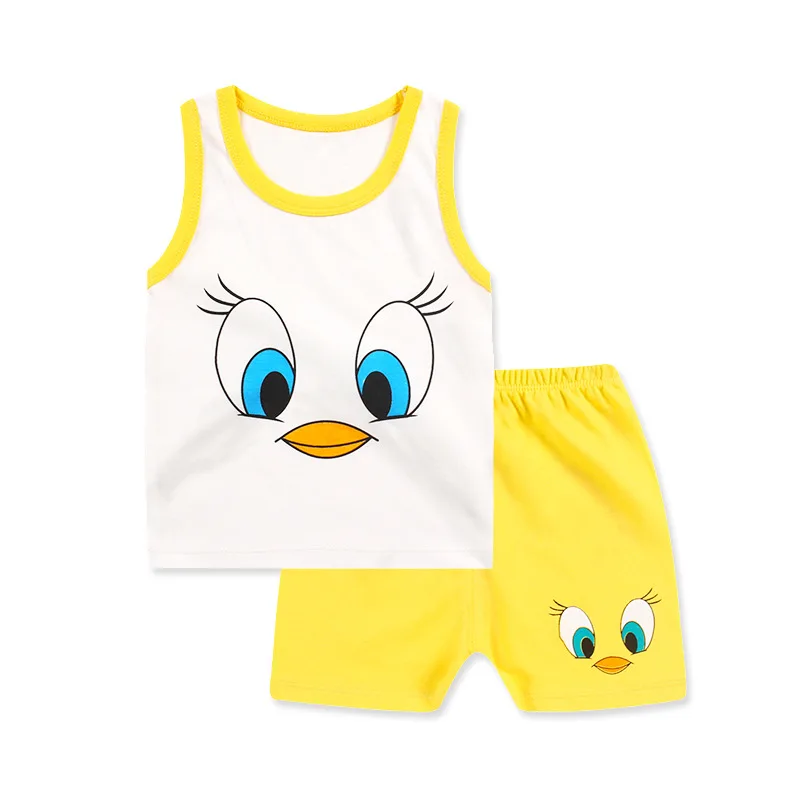 

Summer Baby Girls Vest T-Shirt And Shorts Set Infant Boys Kids Cartoon Beach Casual Clothes Suit Children Cotton Clothes Sets
